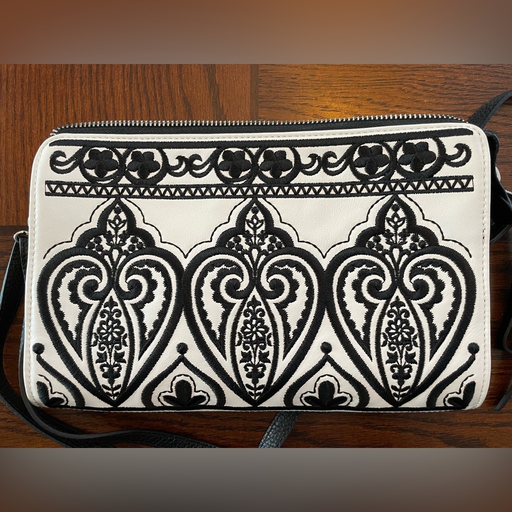 Brighton Elegant Black and White Embroidered Clutch